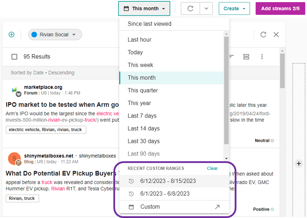 Meltwater: Recent Custom Date Range