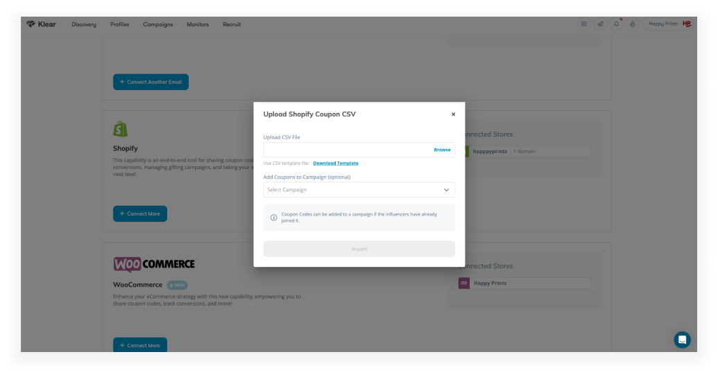 Klear: Import Existing Shopify Codes in Bulk